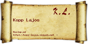Kopp Lajos névjegykártya